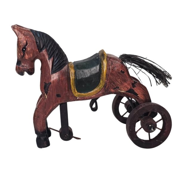 Vintage Wooden Horse Folk Art Style - Picture 3 of 7